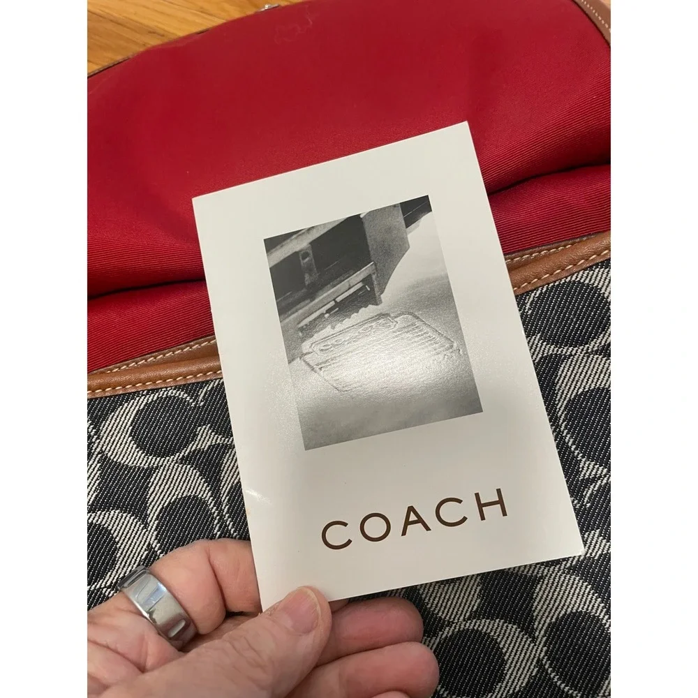 Vintage Coach Denim Hippie Flap Red Stripe 2003 RARE New in Box - Picture 6 of 9